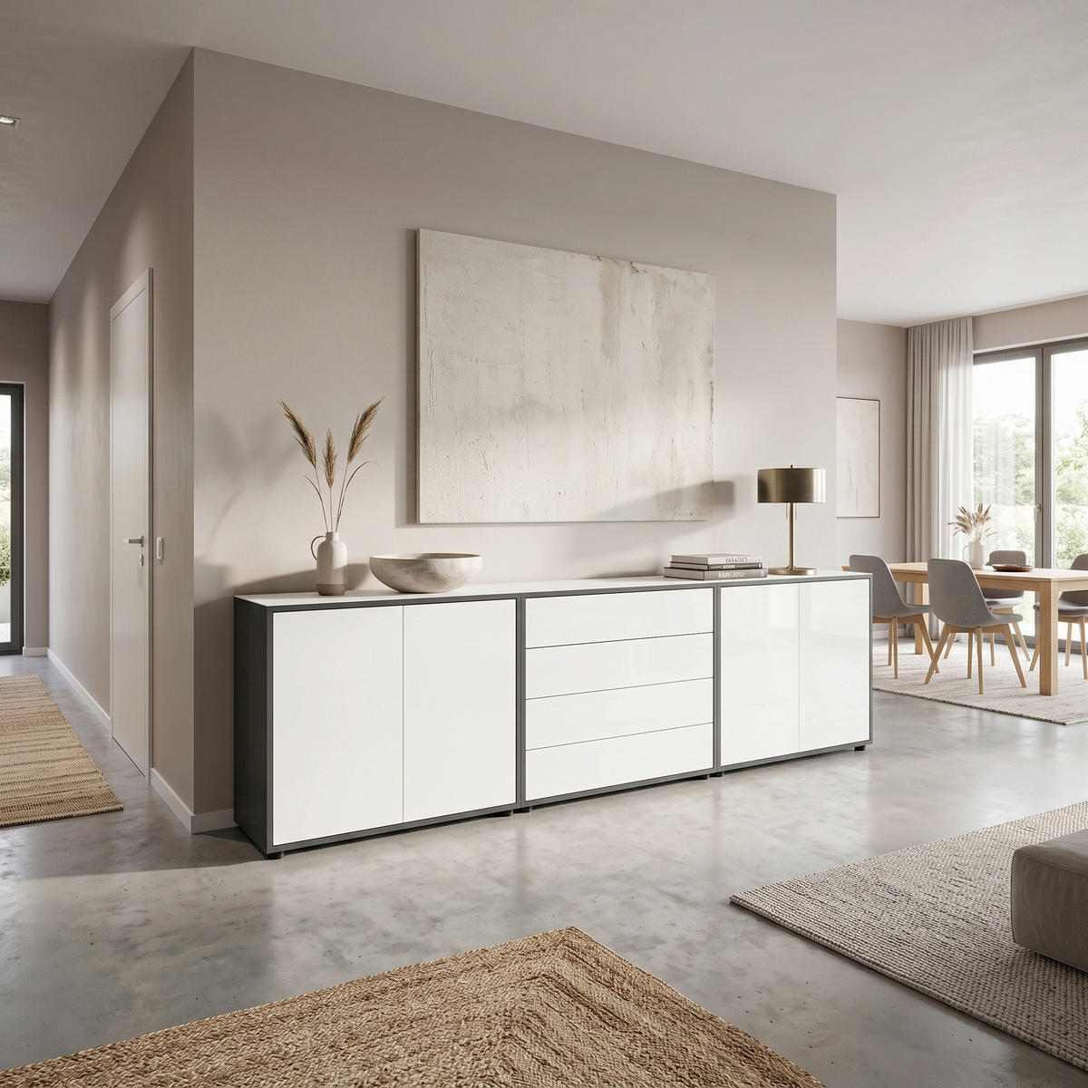 SIDEBOARD   - Anthrazit/Schwarz, MODERN, Holzwerkstoff/Kunststoff (237/73/33cm) - MID.YOU