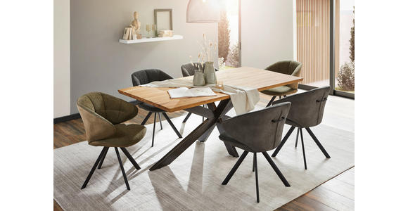 ESSTISCH Eichefarben rechteckig   - Eichefarben/Schwarz, Design, Holz/Metall (200/100/77cm) - Linea Natura