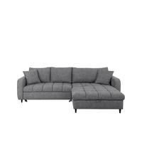 ECKSOFA Velours Grau  - Schwarz/Grau, Modern, Holz/Textil (282/184cm) - Lomoco