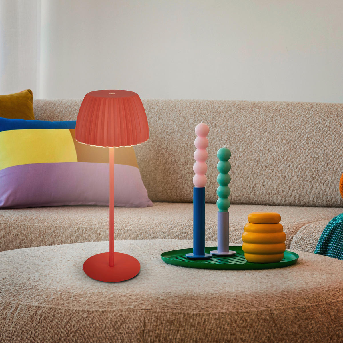 AKKU-TISCHLEUCHTE 14,5/36,5 cm  - Orange, Basics, Kunststoff/Metall (14,5/36,5cm)