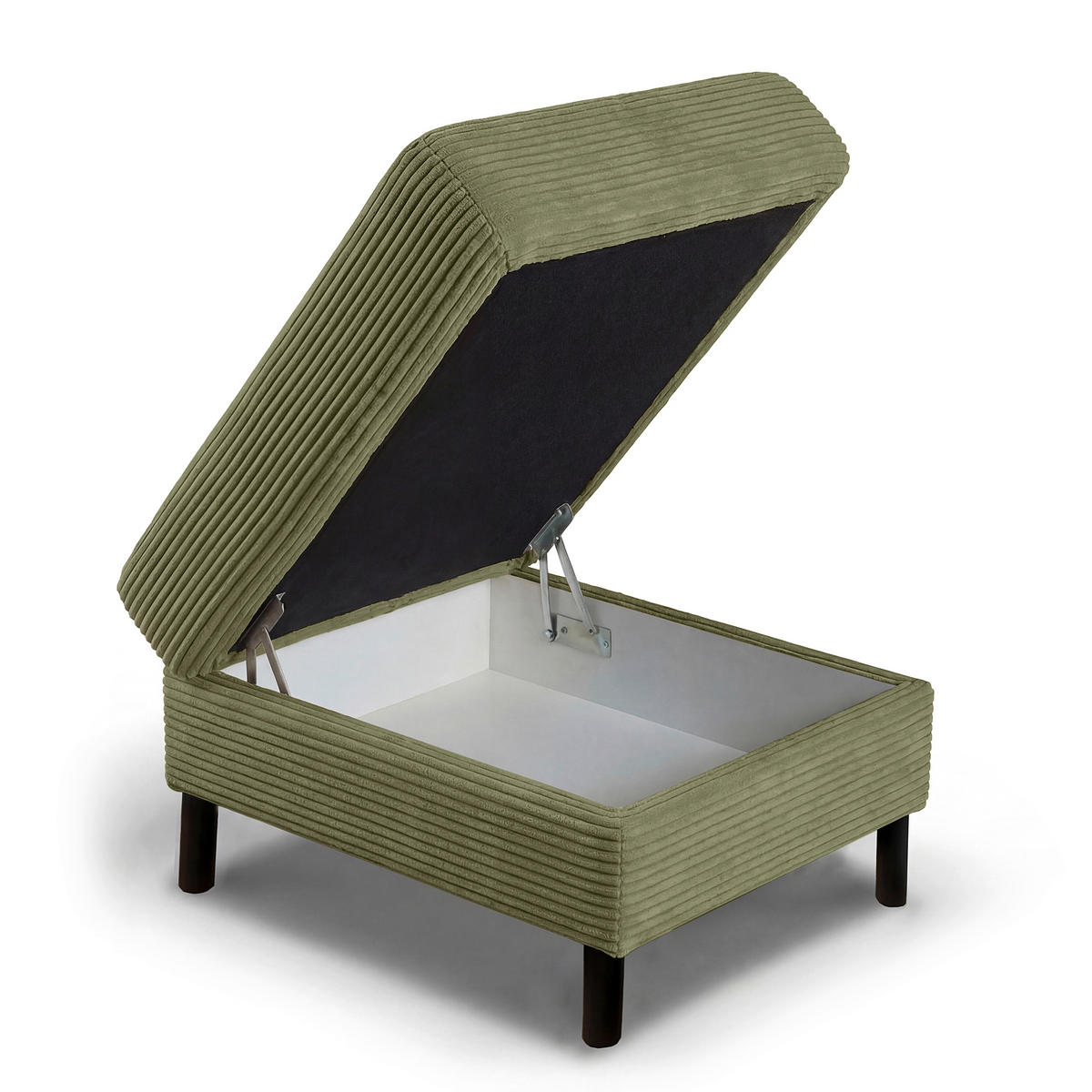 HOCKER Textil Olivgrün  - Schwarz/Olivgrün, Design, Textil/Metall (70/48/60cm) - Livetastic