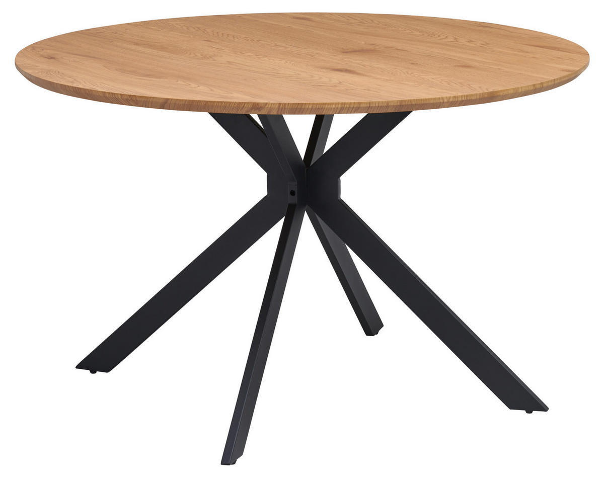 ESSTISCH in Metall, Holzwerkstoff 120/120/76 cm  - Eichefarben/Schwarz, KONVENTIONELL, Holzwerkstoff/Metall (120/120/76cm) - MID.YOU