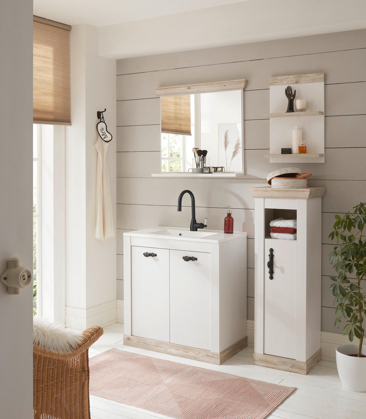 BADEZIMMER 4-teilig  in  - Schwarz/Weiß, Design, Naturmaterialien/Holzwerkstoff (143/200/46cm) - MID.YOU