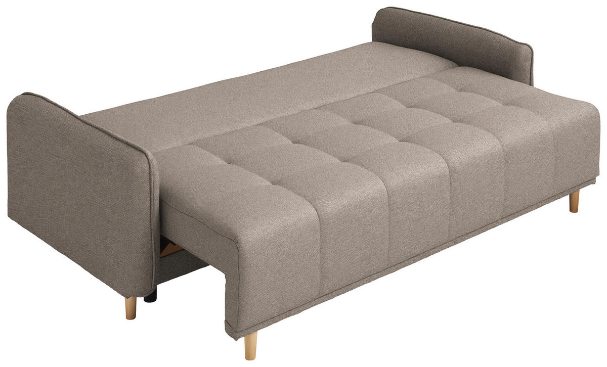 SCHLAFSOFA  in Struktur Hellbraun  - Hellbraun/Buchefarben, Design, Holz/Textil (217/97/101cm) - Carryhome