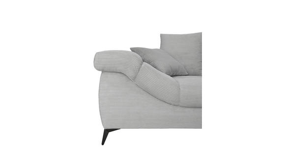 ECKSOFA Hellgrau Cord Rückenkissen, Armlehnenkissen, Rücken echt  - Hellgrau/Schwarz, KONVENTIONELL, Textil/Metall (332/231cm) - Carryhome