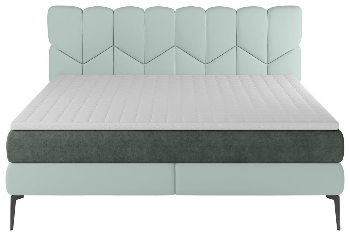 BOXSPRINGBETT 160/200 cm  in Mintgrün  - Schwarz/Mintgrün, Design, Leder/Textil (160/200cm) - Esposa
