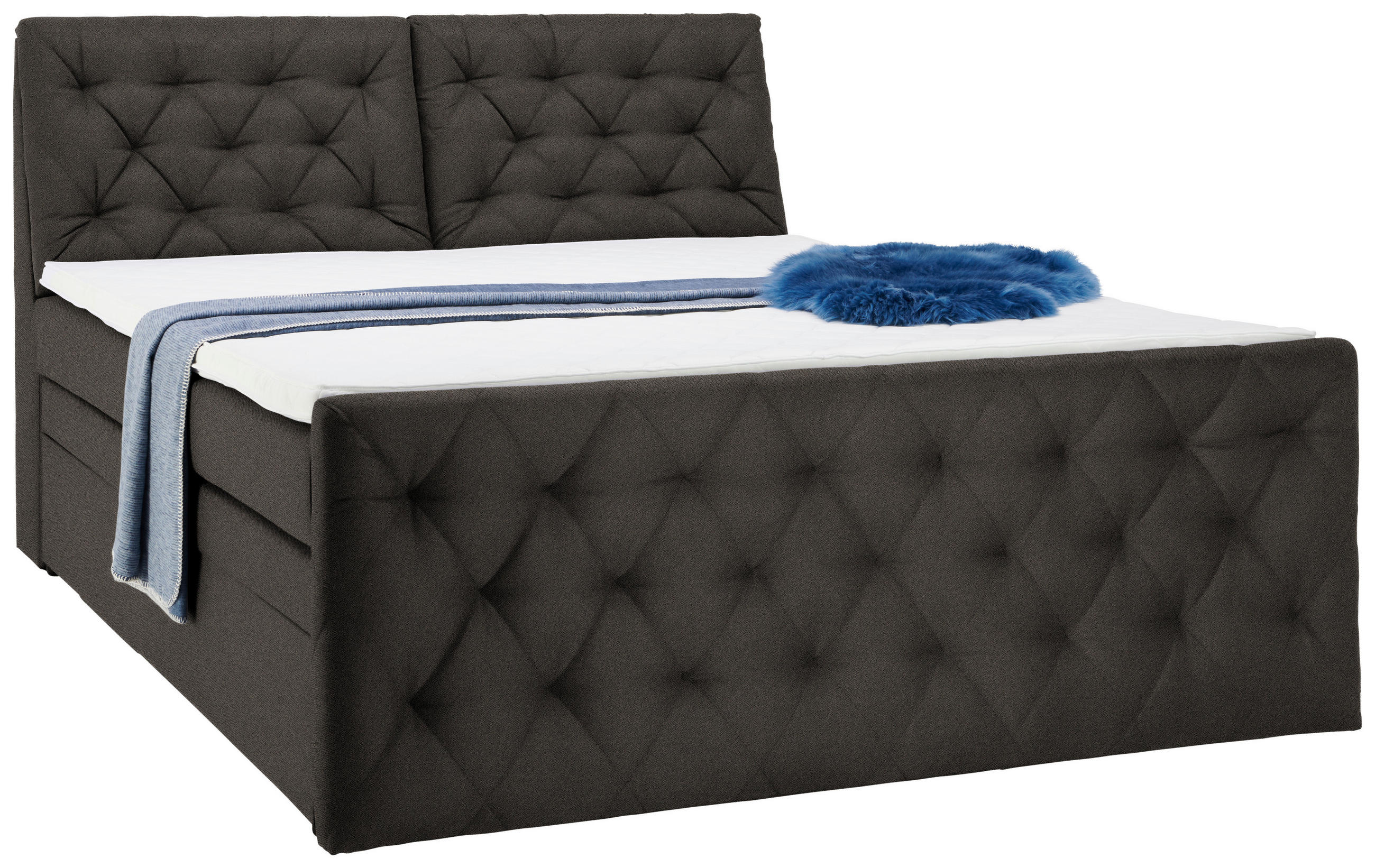 BOXSPRINGBETT 180/200 cm  in Dunkelbraun  - Dunkelbraun/Schwarz, Konventionell, Kunststoff/Textil (180/200cm) - Carryhome