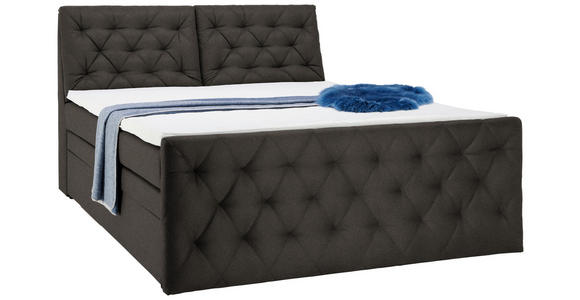 BOXSPRINGBETT 180/200 cm in Dunkelbraun - Dunkelbraun/Schwarz, KONVENTIONELL, Kunststoff/Textil (180/200cm) - Carryhome