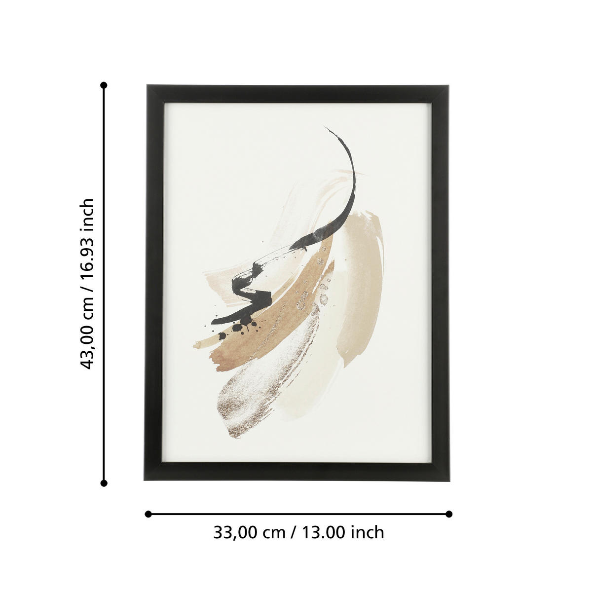 BILD  - Goldfarben/Schwarz, Trend, Glas/Papier (32,7/1,6/45cm) - Eglo