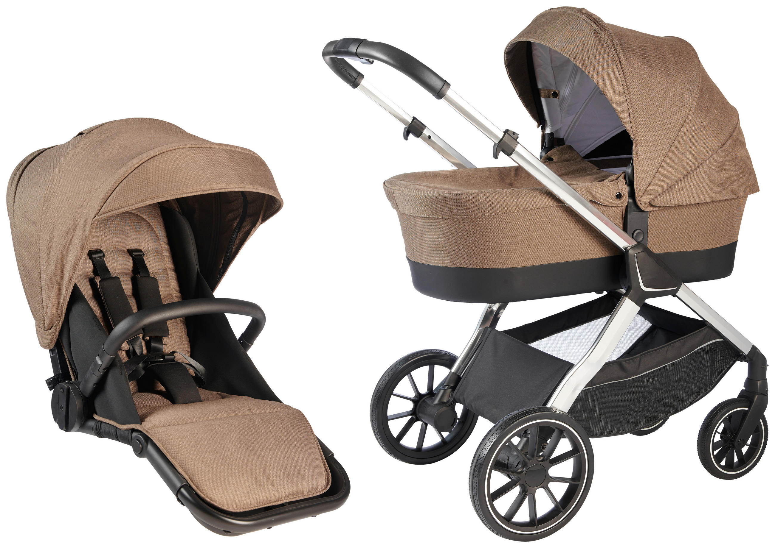 SET OTROŠKEGA VOZIČKA - srebrne barve/bež, Trend, kovina/tekstil - My Baby Lou