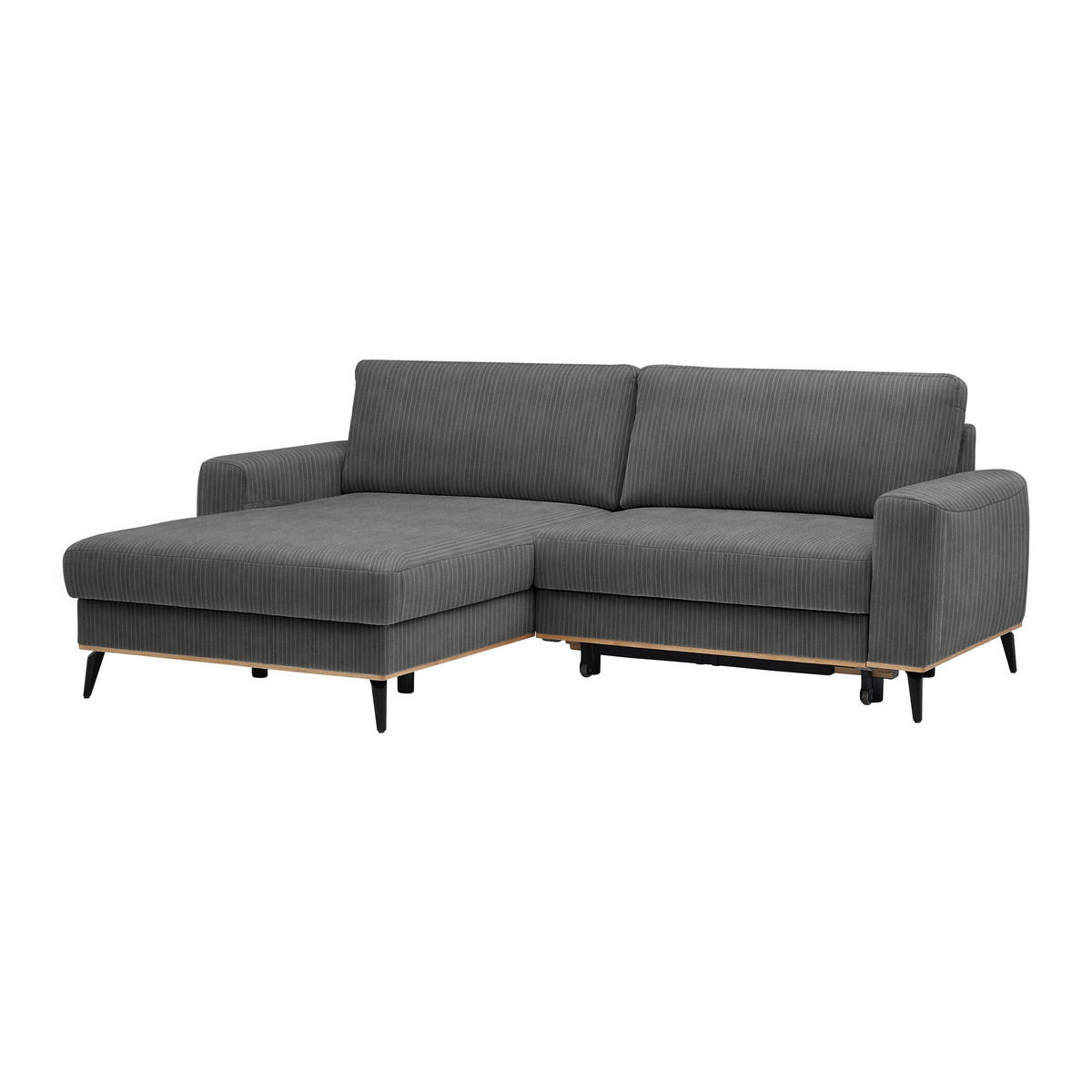 ECKSOFA Chenille, Cord Graphitfarben  - Schwarz/Graphitfarben, Konventionell, Holz/Textil (167/87/234cm) - MID.YOU
