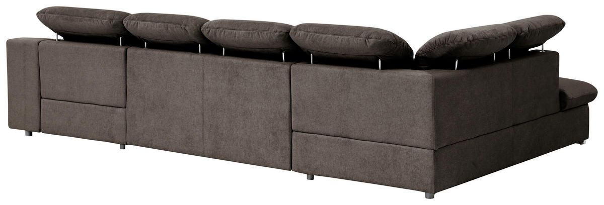 WOHNLANDSCHAFT in Chenille Braun  - Chromfarben/Braun, Design, Textil/Metall (212/353/165cm) - Livetastic
