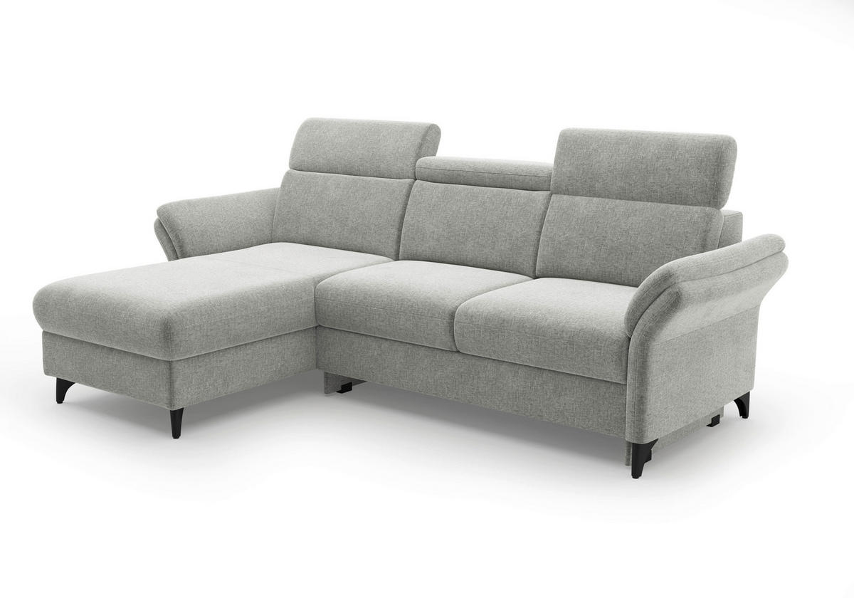 ECKSOFA Flachgewebe Hellgrau  - Hellgrau/Schwarz, Konventionell, Textil/Metall (166/253cm) - Sit & More
