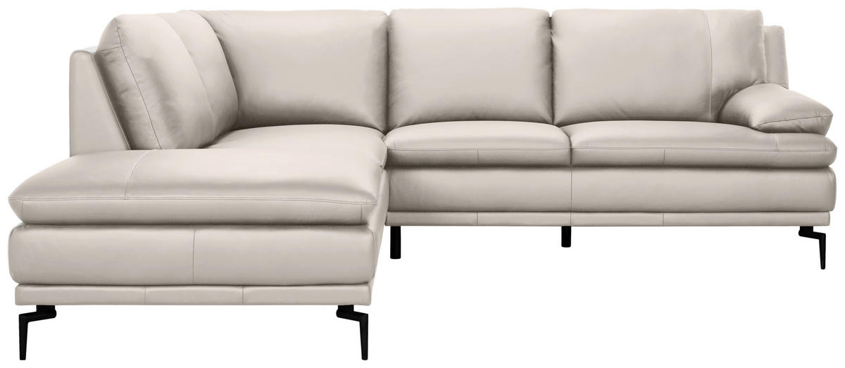 ECKSOFA Weiß Echtleder  - Schwarz/Weiß, Design, Leder (221/248cm) - MID.YOU