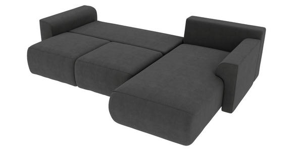 ECKSOFA in Velours Dunkelgrau  - Chromfarben/Dunkelgrau, KONVENTIONELL, Kunststoff/Textil (293/195cm) - Carryhome