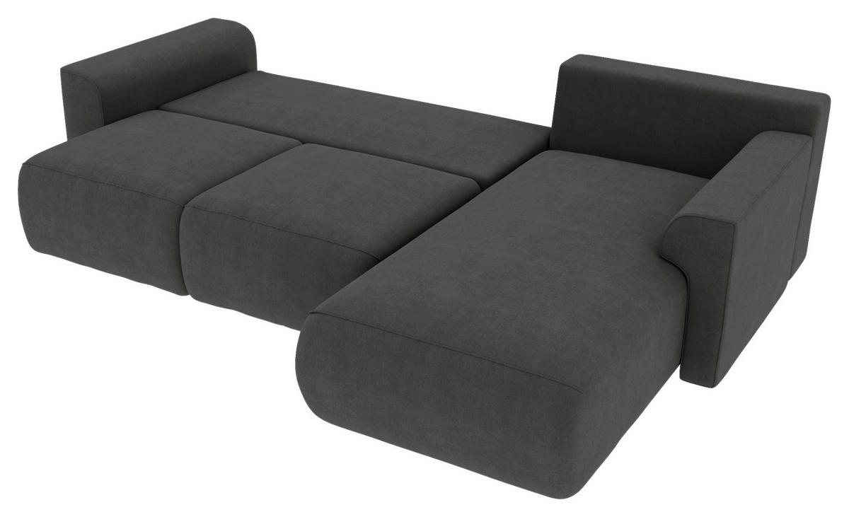 ECKSOFA in Velours Dunkelgrau  293/195 cm  - Chromfarben/Dunkelgrau, KONVENTIONELL, Kunststoff/Textil (293/195cm) - Carryhome