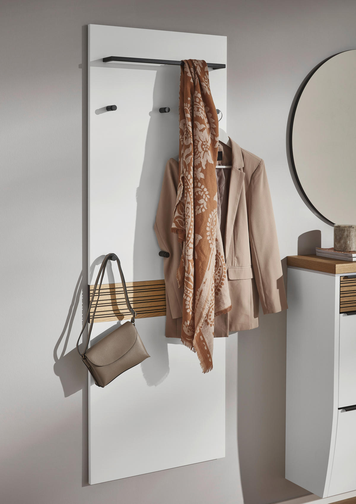 GARDEROBE 4-teilig  in 305/187/31 cm  - Eichefarben/Weiß, Design, Holz/Holzwerkstoff (305/187/31cm) - Dieter Knoll