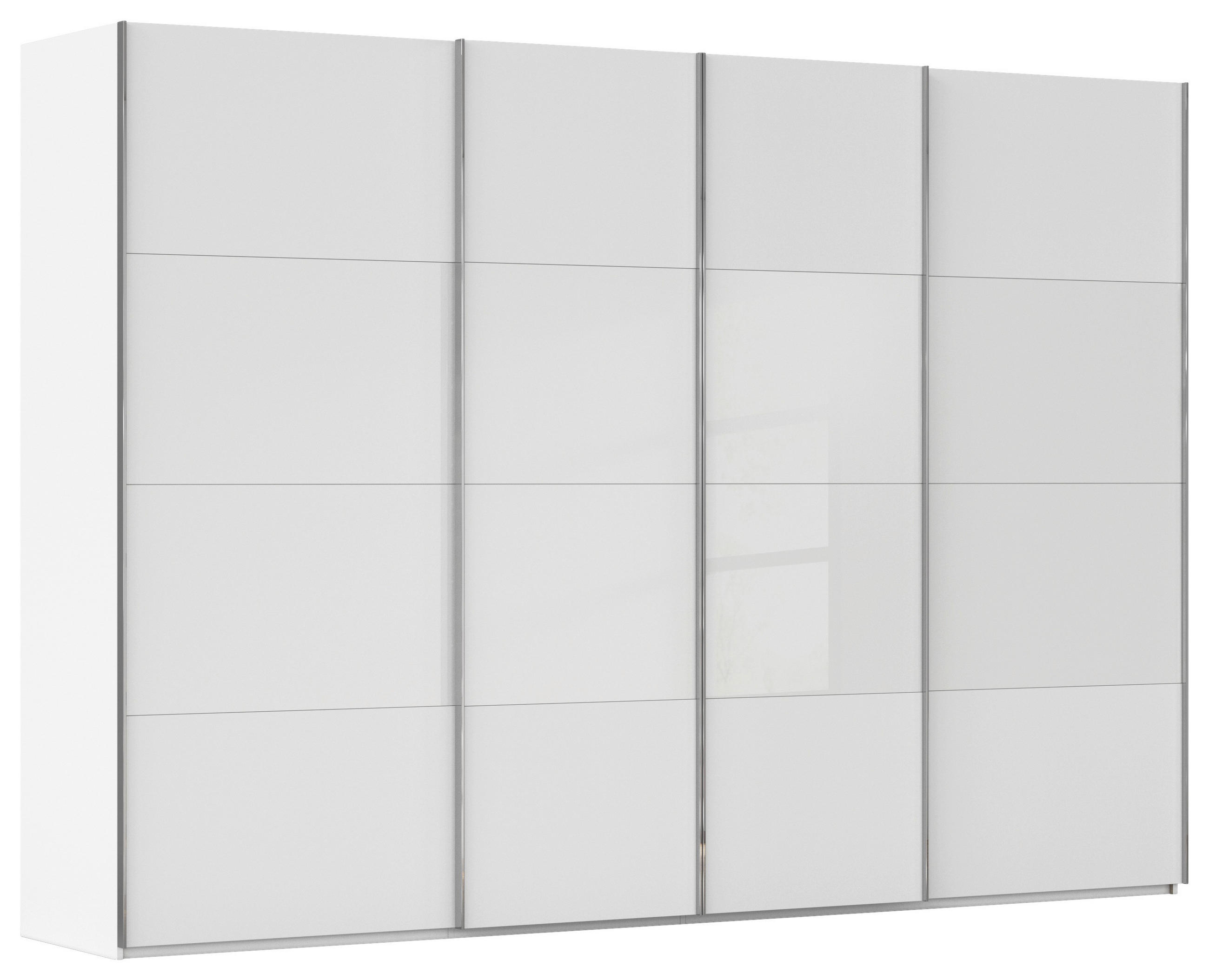 SCHWEBETÜRENSCHRANK 316/235/68 cm 4-türig Weiß  - Chromfarben/Weiß, KONVENTIONELL, Glas/Holzwerkstoff (316/235/68cm) - Novel