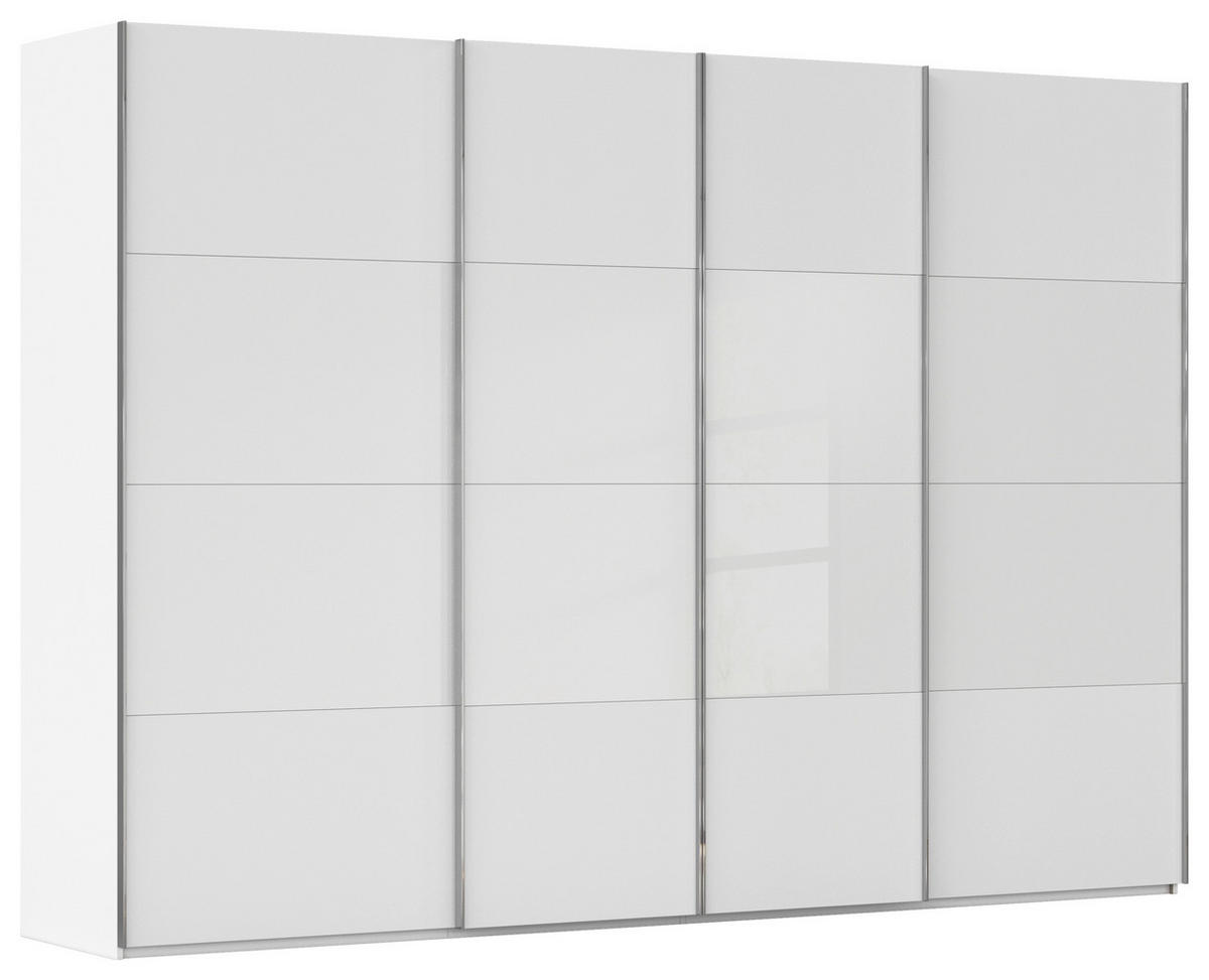 SCHWEBETÜRENSCHRANK 316/235/68 cm 4-türig Weiß  - Chromfarben/Weiß, KONVENTIONELL, Glas/Holzwerkstoff (316/235/68cm) - Novel