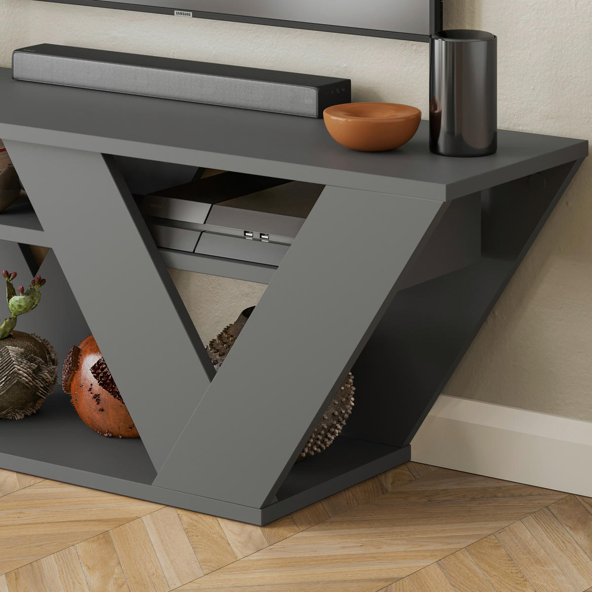 LOWBOARD  in 110/30/40 cm  - Anthrazit, Design, Holzwerkstoff (110/30/40cm) - Livetastic