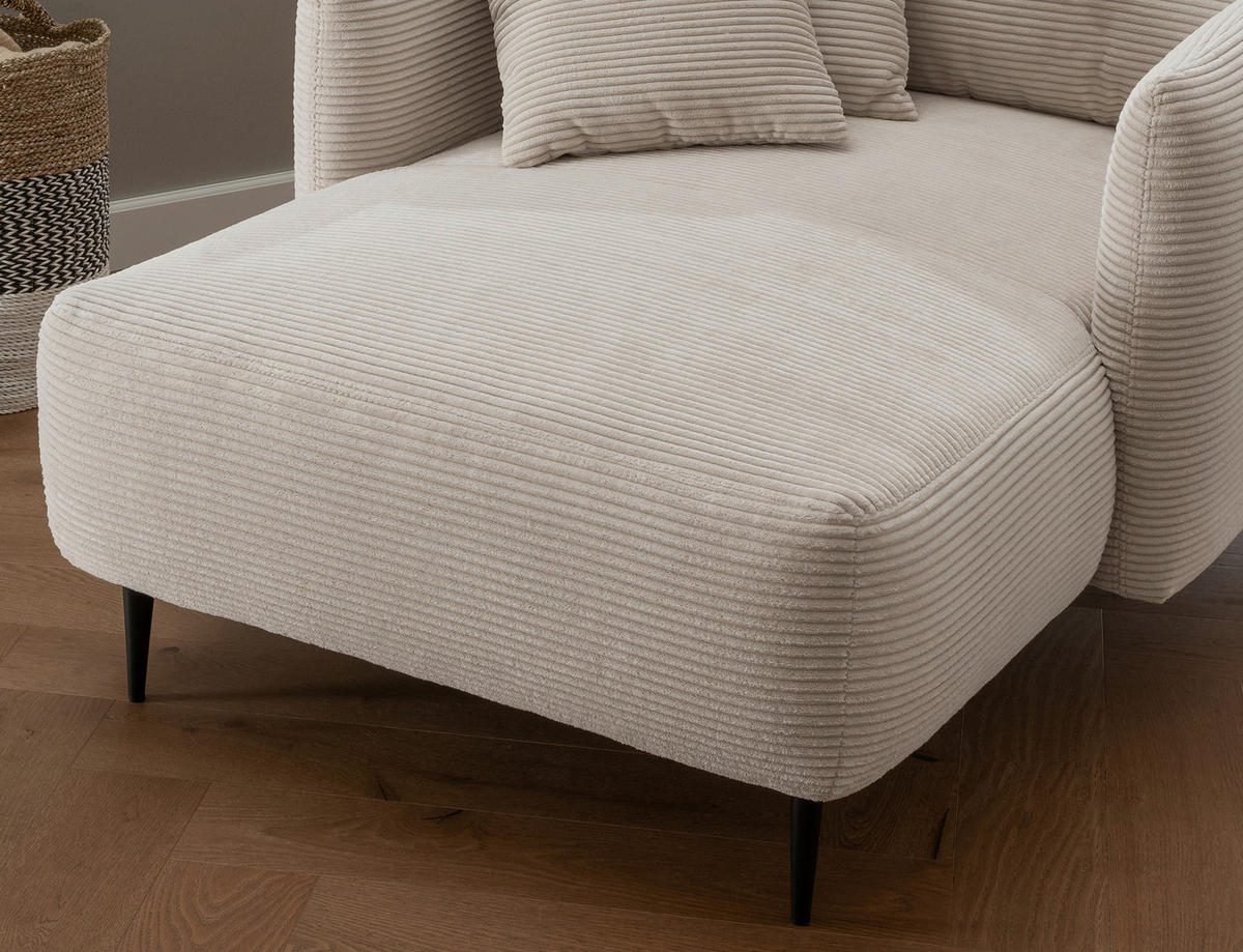 XXL-SESSEL Cord Beige    - Beige/Schwarz, Design, Textil/Metall (112/95/158cm) - Livetastic