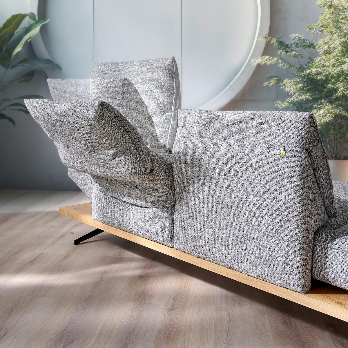 ECKSOFA in Chenille Beige  - Beige/Schwarz, Design, Holz/Textil (132/240cm) - Koinor