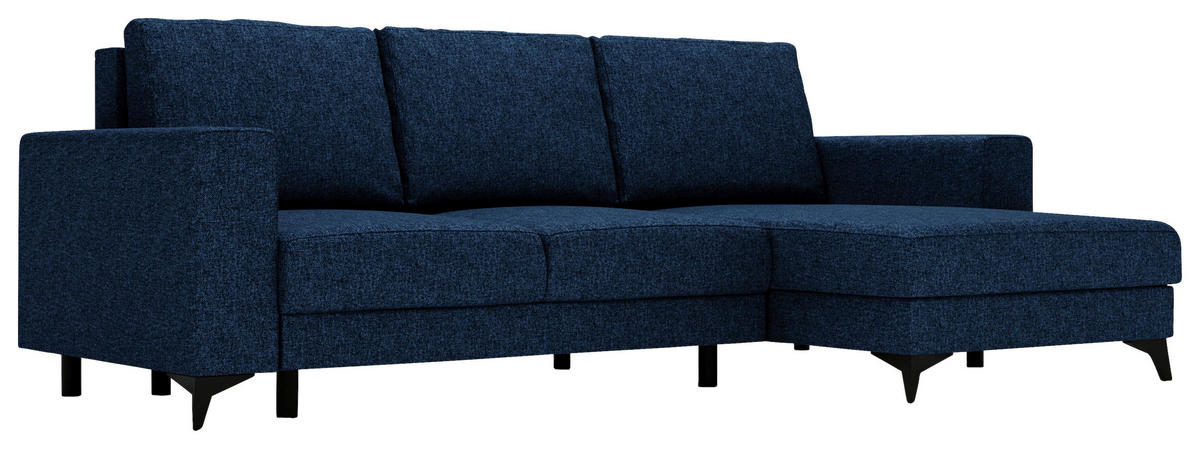 ECKSOFA in Flachgewebe Blau  - Blau/Schwarz, Design, Textil/Metall (244/156cm) - Livetastic