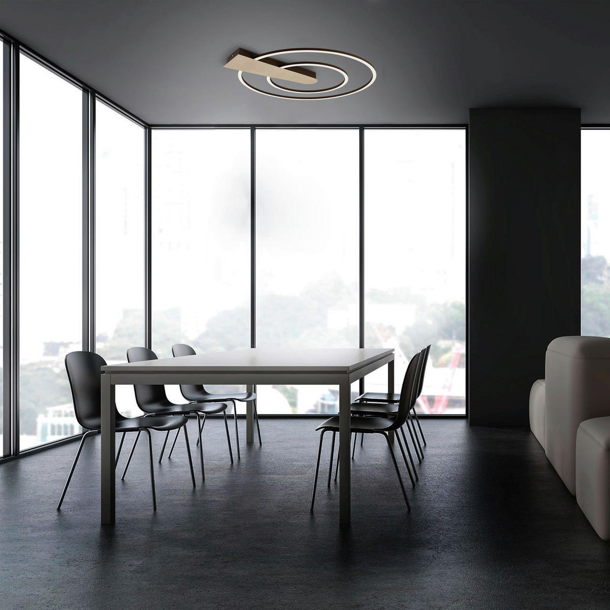 LED-TAKLAMPA Nova Duo 55/49,5/4 cm  - brun/guldfärgad, Basics, metall/plast (55/49,5/4cm)