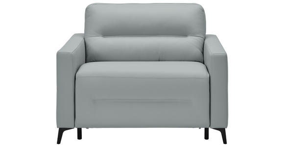 SCHLAFSESSEL Echtleder Grau Liegefunktion Rücken echt  - Schwarz/Grau, Design, Leder/Metall (115/89/97cm) - Novel