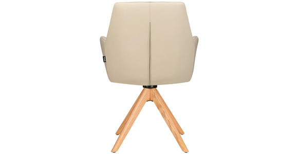 ARMLEHNSTUHL in Echtleder pigmentiert - Eichefarben/Beige, Design, Leder/Holz (60/87,5/63,5cm) - Novel