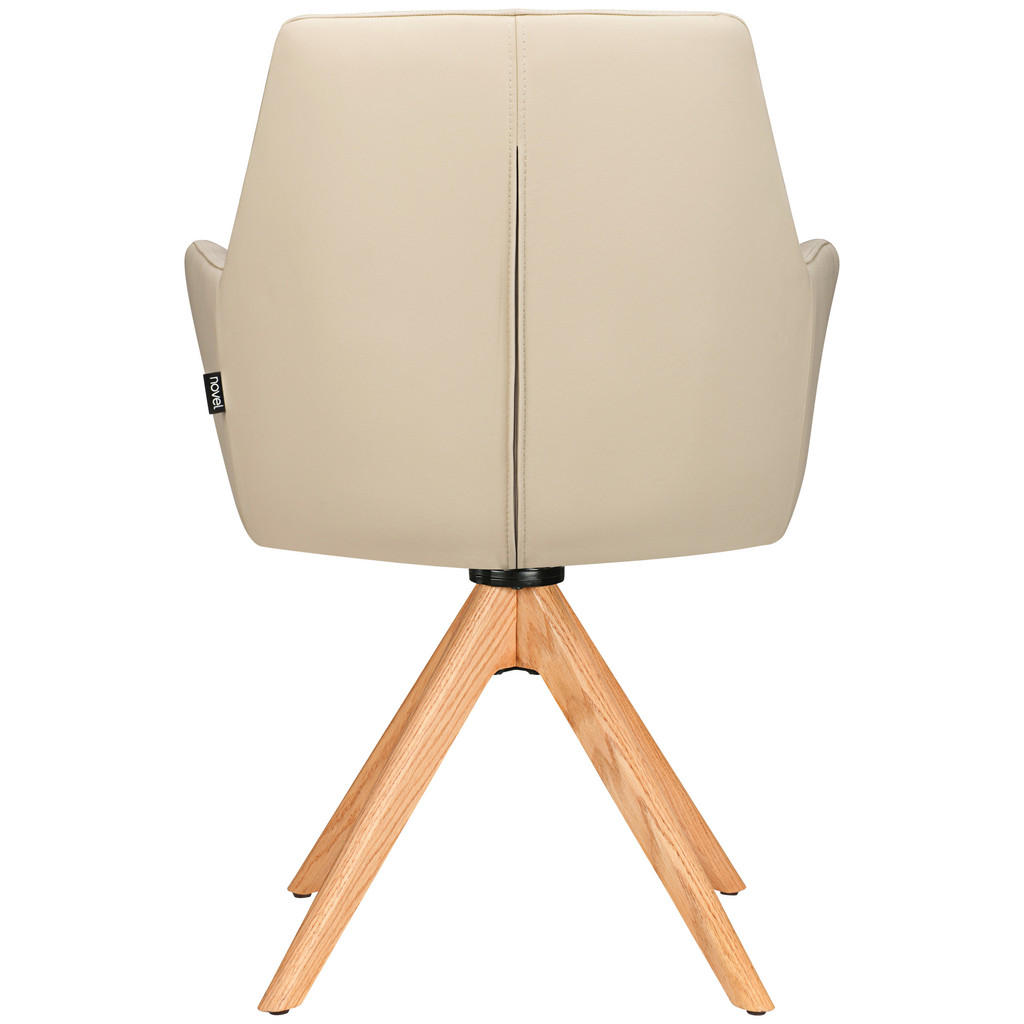 Thumbnail - Novel Armlehnstuhl, Eiche, Beige, Holz, Leder, Echtleder, Rindleder, Eiche, massiv, Drehkreuz, 60x87.5x63.5 cm, Sitzfläc...