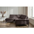 ECKSOFA Dunkelbraun Velours Bettkasten, Sitzvorzug  - Dunkelbraun/Schwarz, KONVENTIONELL, Textil/Metall (206/253cm) - Venda