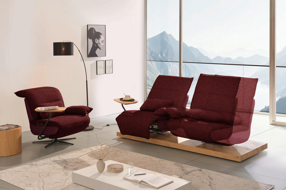 SESSEL in Flachgewebe, Mikrofaser Rot  - Rot/Schwarz, Design, Textil/Metall (84/65/91cm) - Koinor