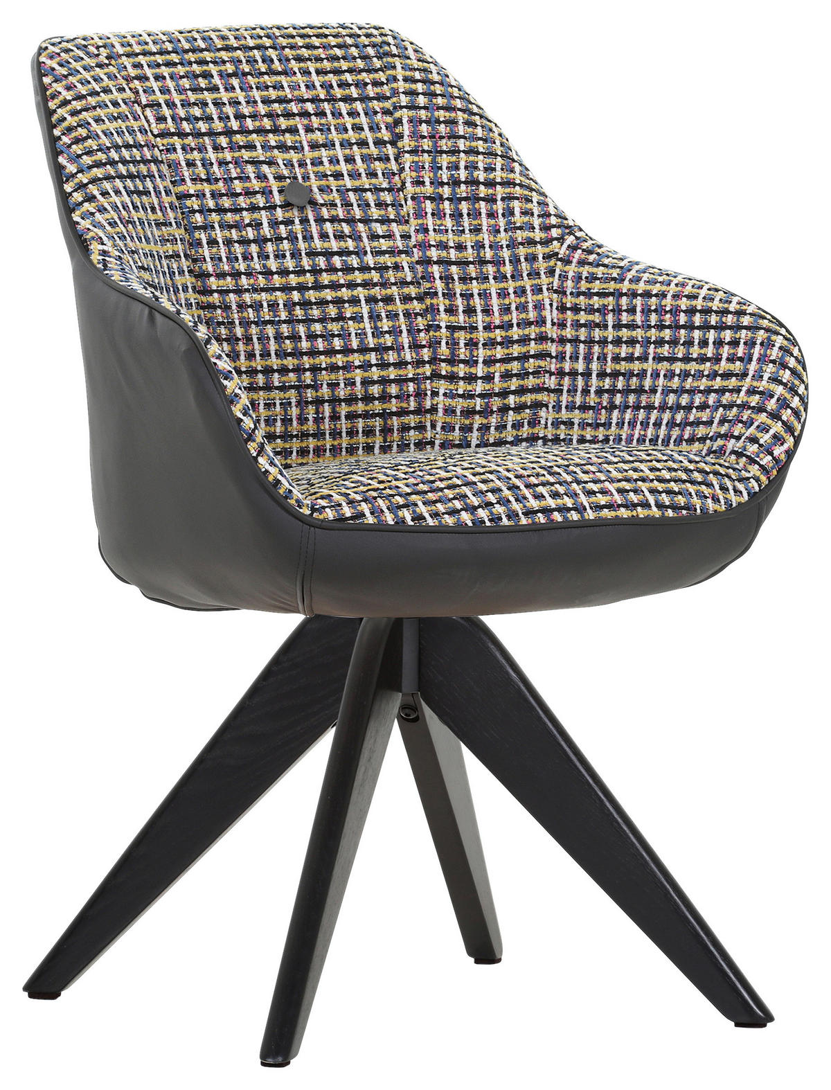 ŽIDLE S PODRUČKAMI, žinylka, vzhled kůže, modrá, žlutá, černá - modrá/černá, Konvenční, dřevo/textil (60/83/65cm) - Novel