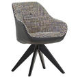 ARMLEHNSTUHL  in Chenille, Lederlook  - Blau/Gelb, KONVENTIONELL, Holz/Textil (60/83/65cm) - Novel