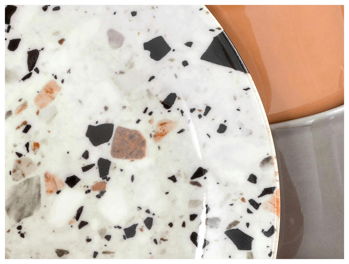 KOMBISERVICE Terrazzo Mix 16-teilig  - Koralle/Multicolor, Basics, Keramik - Creatable
