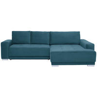 ECKSOFA  in Samt Blau  293/195 cm  - Blau/Silberfarben, Design, Holz/Textil (293/195cm) - Cantus