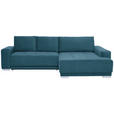 ECKSOFA in Samt Blau  293/195 cm  - Blau/Silberfarben, Design, Holz/Textil (293/195cm) - Cantus
