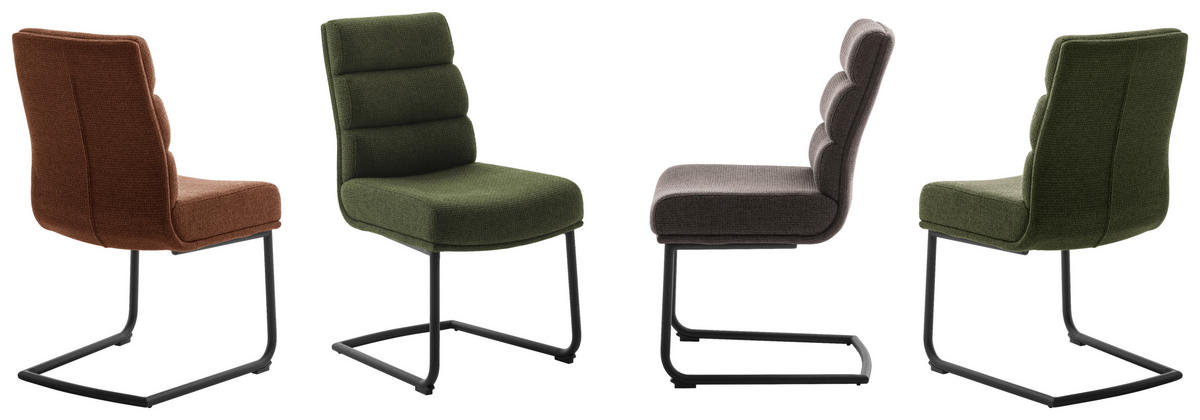 SCHWINGSTUHL  in Stahl Webstoff  - Schwarz/Olivgrün, Design, Textil/Metall (47/90/64cm) - Dieter Knoll