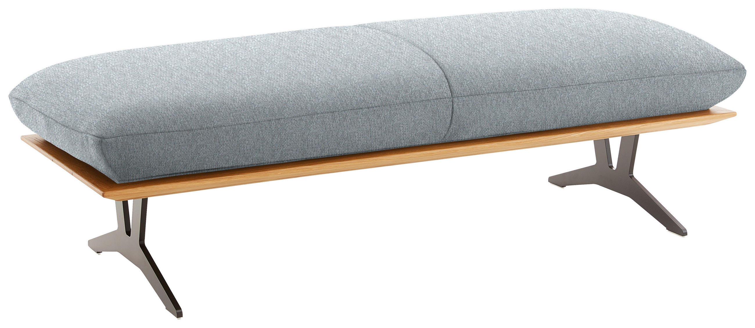 HOCKERBANK in Holz, Textil Hellgrau  - Hellgrau/Schwarz, Design, Holz/Textil (150/43/60cm) - Dieter Knoll