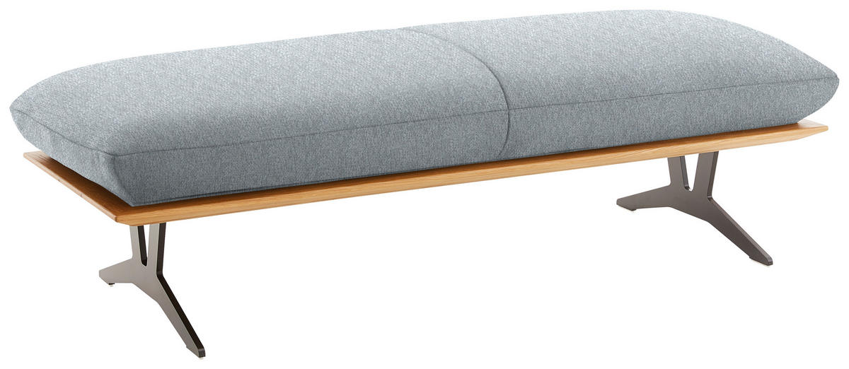 HOCKERBANK in Holz, Textil Hellgrau  - Hellgrau/Schwarz, Design, Holz/Textil (150/43/60cm) - Dieter Knoll