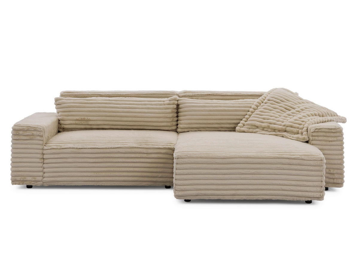 ECKSOFA Curduroy in Cord Hellbraun Rückenkissen  251/142 cm  - Hellbraun/Schwarz, Design, Kunststoff/Textil (251/142cm) - P & B