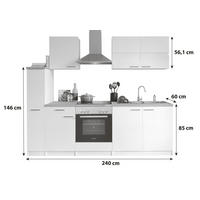 KUHINJSKI BLOK - barve nerjavečega jekla/bela, Basics, kovina/leseni material (240cm) - Respekta