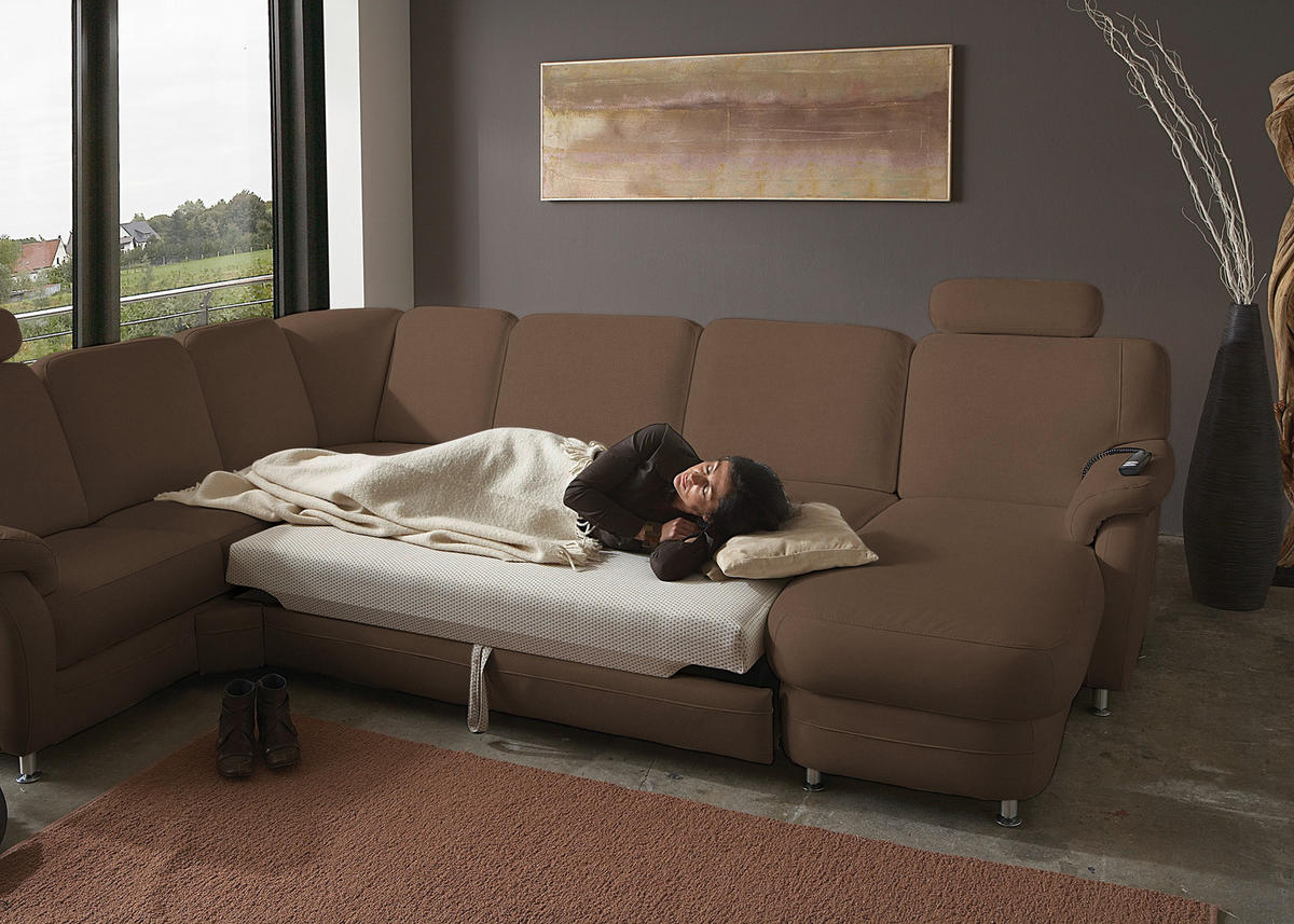 WOHNLANDSCHAFT  in Echtleder Graubraun  - Graubraun/Alufarben, KONVENTIONELL, Leder/Metall (239/329/165cm) - Beldomo Premium