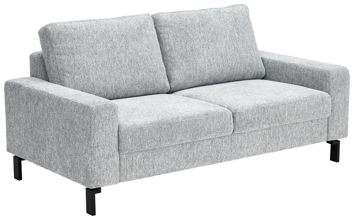 2-SITZER-SOFA in Flachgewebe Hellgrau  - Hellgrau/Schwarz, Design, Textil/Metall (178/86/97cm) - Hom`in
