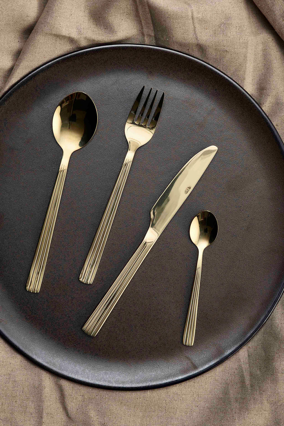 BESTECK-SET RAW 24-teilig Edelstahl  6 Personen  - Goldfarben, Basics, Metall (24/35/5cm) - Aida