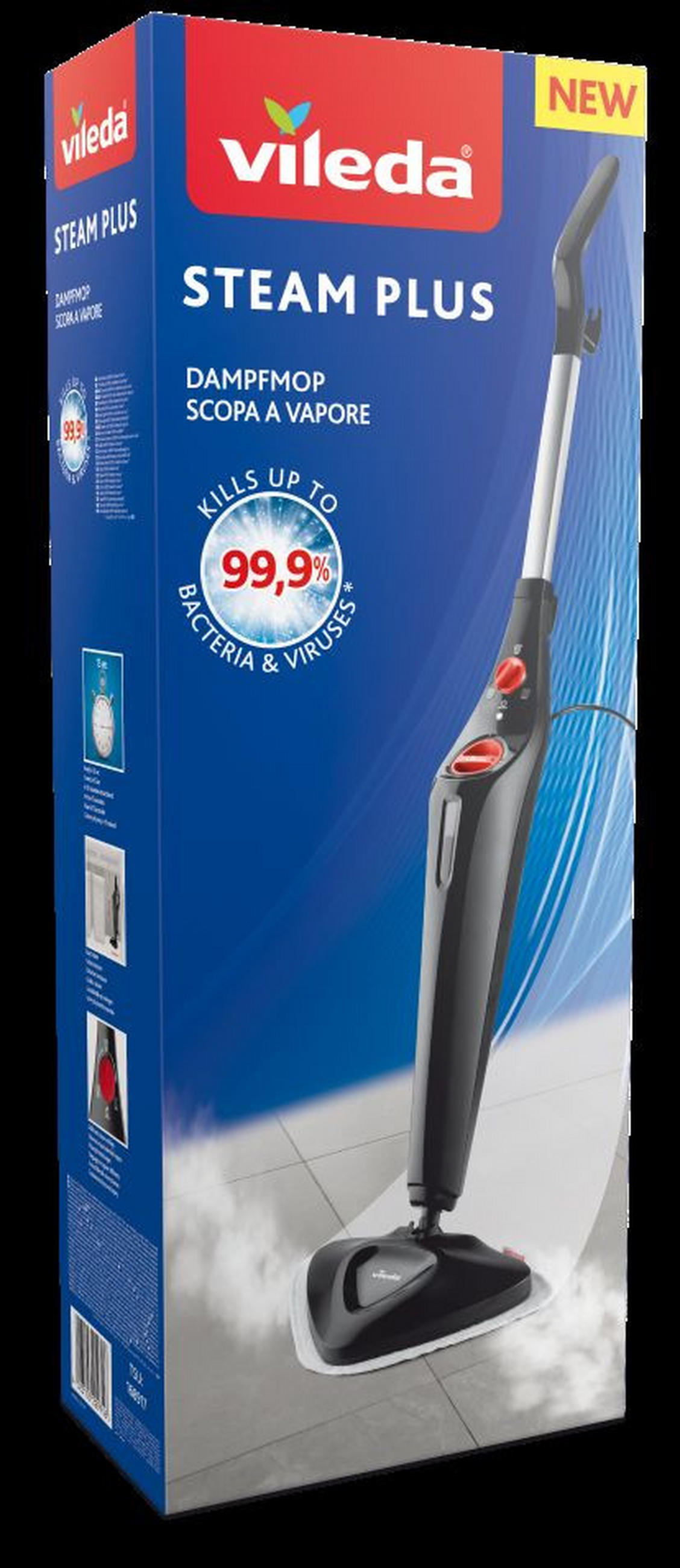 VILEDA STEAM PLUS ÅNGMOPP - röd/svart, plast (14.7/126/25.6cm) - Best Price