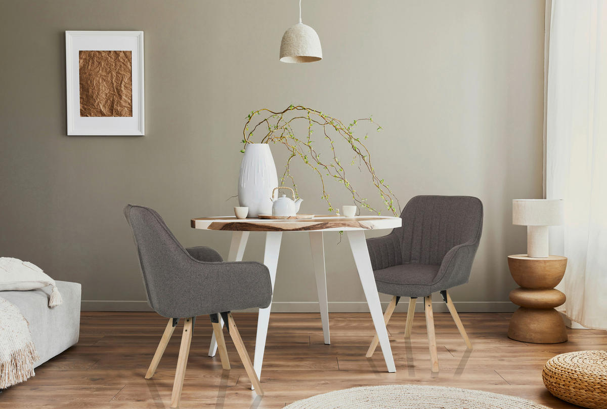 STOL MED ARMSTÖD flatväv  - mörkgrå/bokfärgad, Modern, trä/textil (56/84/62cm) - MID.YOU