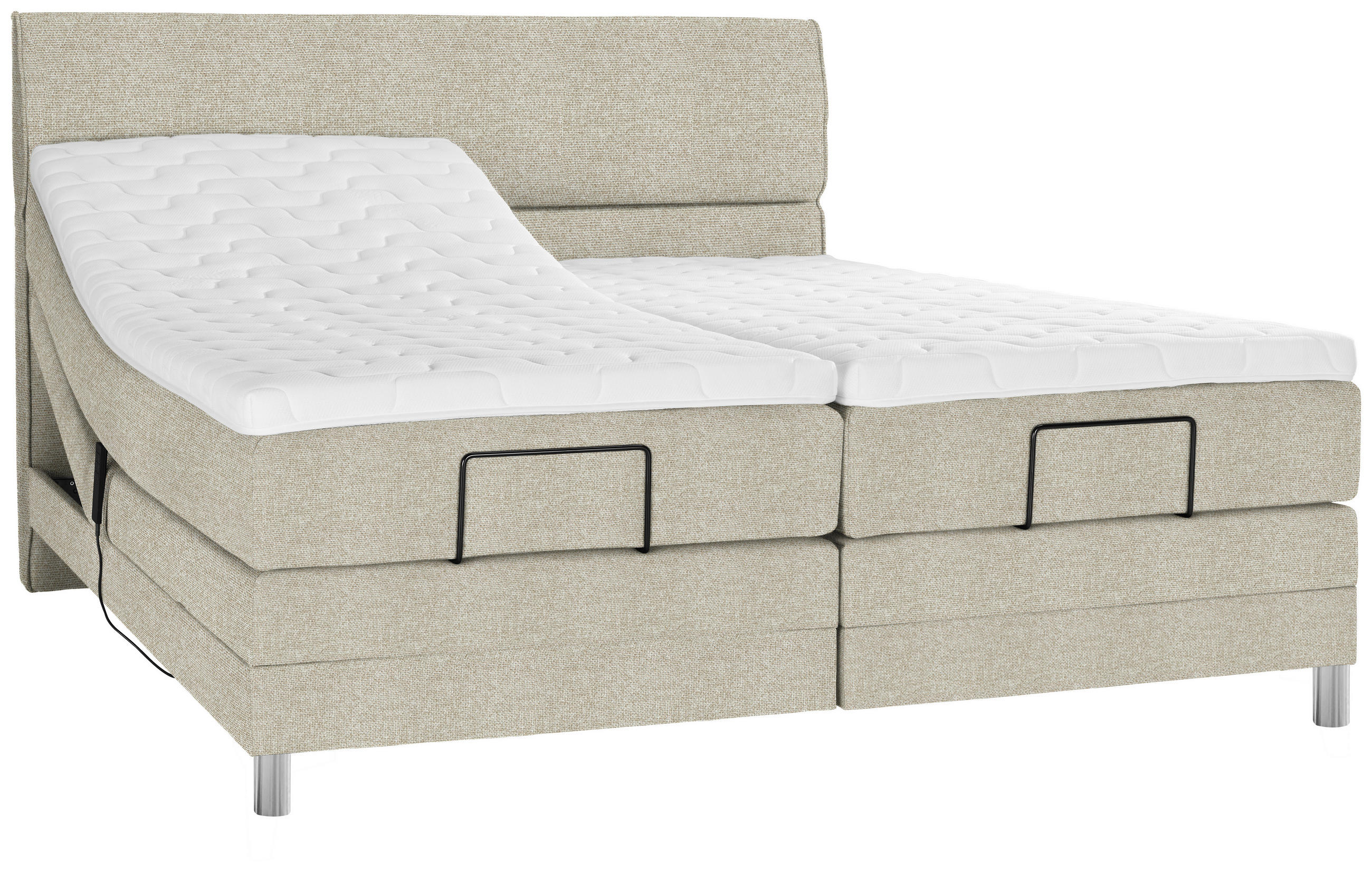 BOXSPRINGBETT 180/200 cm  in Beige  - Chromfarben/Beige, Konventionell, Kunststoff/Textil (180/200cm) - Voleo