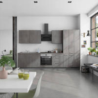 KÜCHENBLOCK Riva 330 cm  in Schieferfarben  - Schieferfarben/Edelstahlfarben, MODERN, Holzwerkstoff/Metall (330cm) - Nobilia